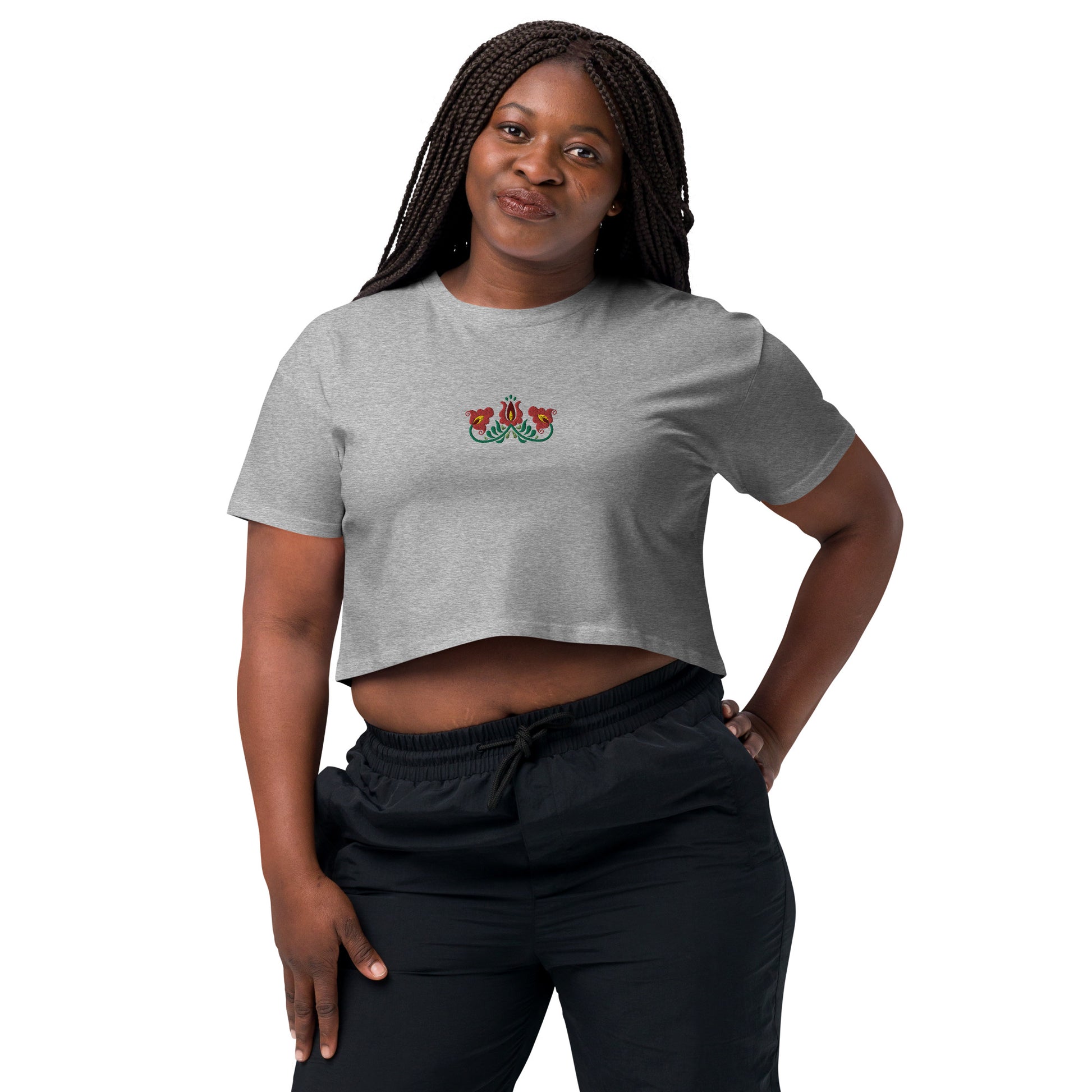 Hungarian Matyó Embroidered Cropped T-Shirt - The Global Wanderer