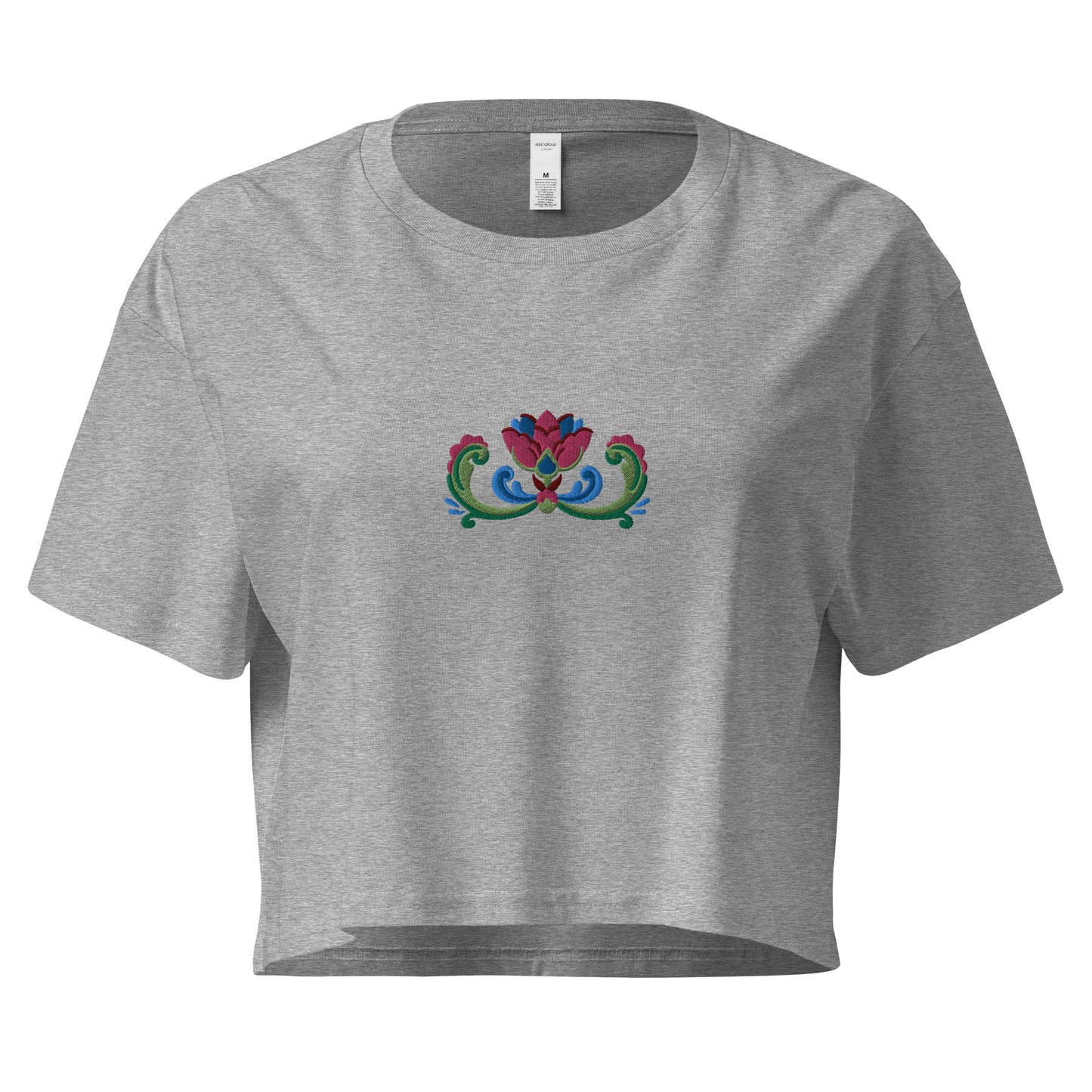 Norwegian Rosemaling Embroidered Cropped T-Shirt - The Global Wanderer