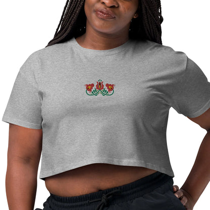 Hungarian Matyó Embroidered Cropped T-Shirt - The Global Wanderer