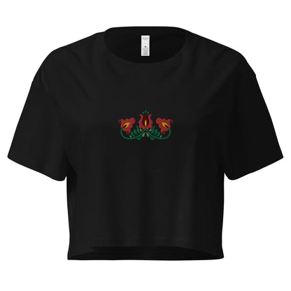 Hungarian Matyó Embroidered Cropped T-Shirt