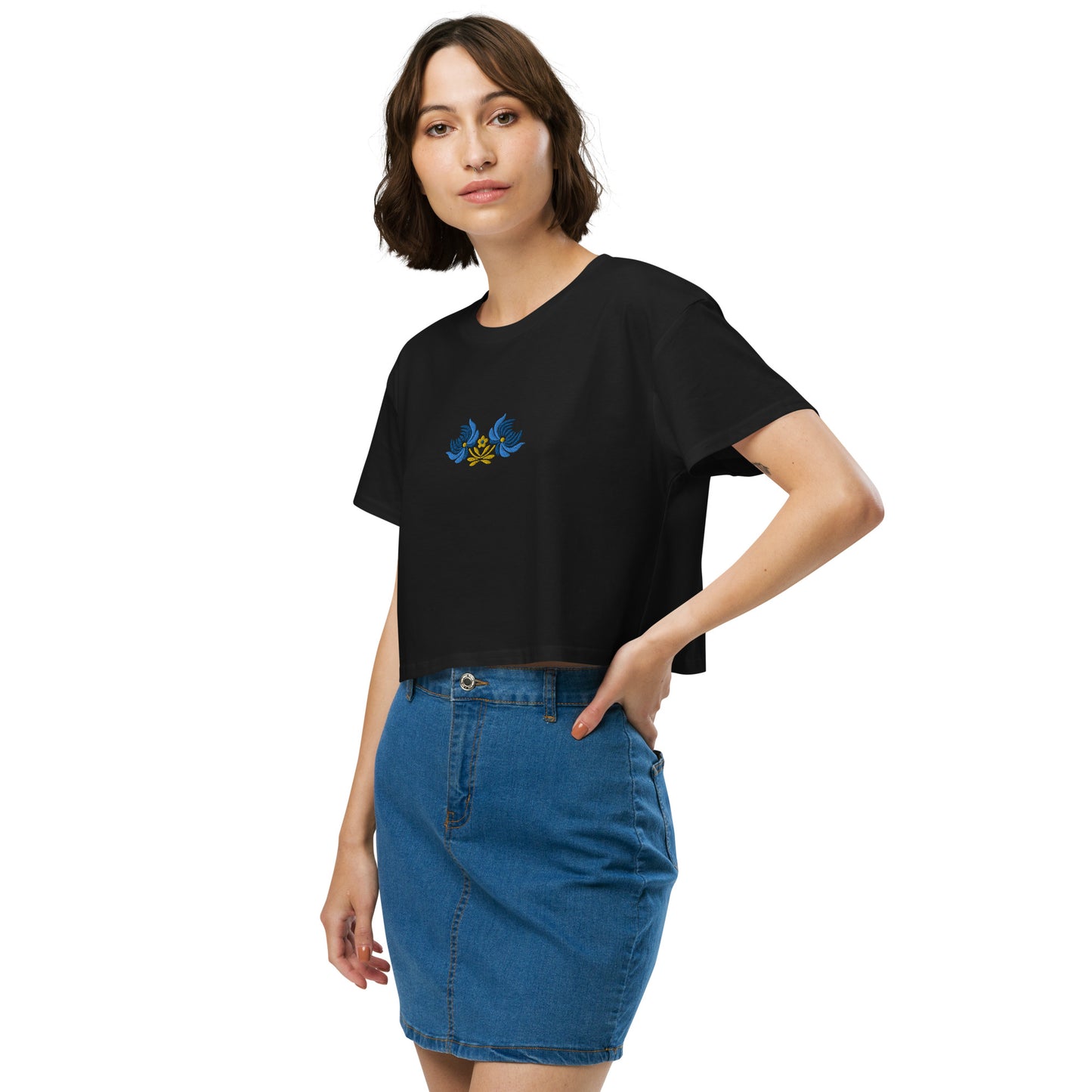 Ukrainian Folk Art Embroidered Cropped T-Shirt