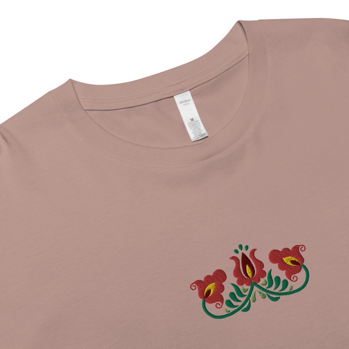 Hungarian Matyó Embroidered Cropped T-Shirt