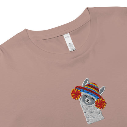 Peruvian Alpaca Embroidered Cropped T-Shirt