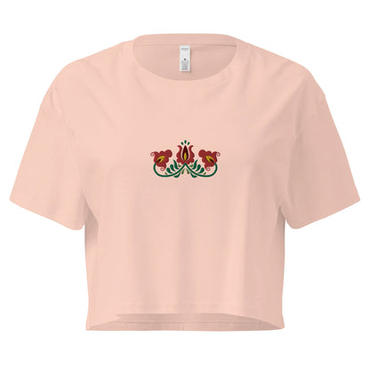 Hungarian Matyó Embroidered Cropped T-Shirt