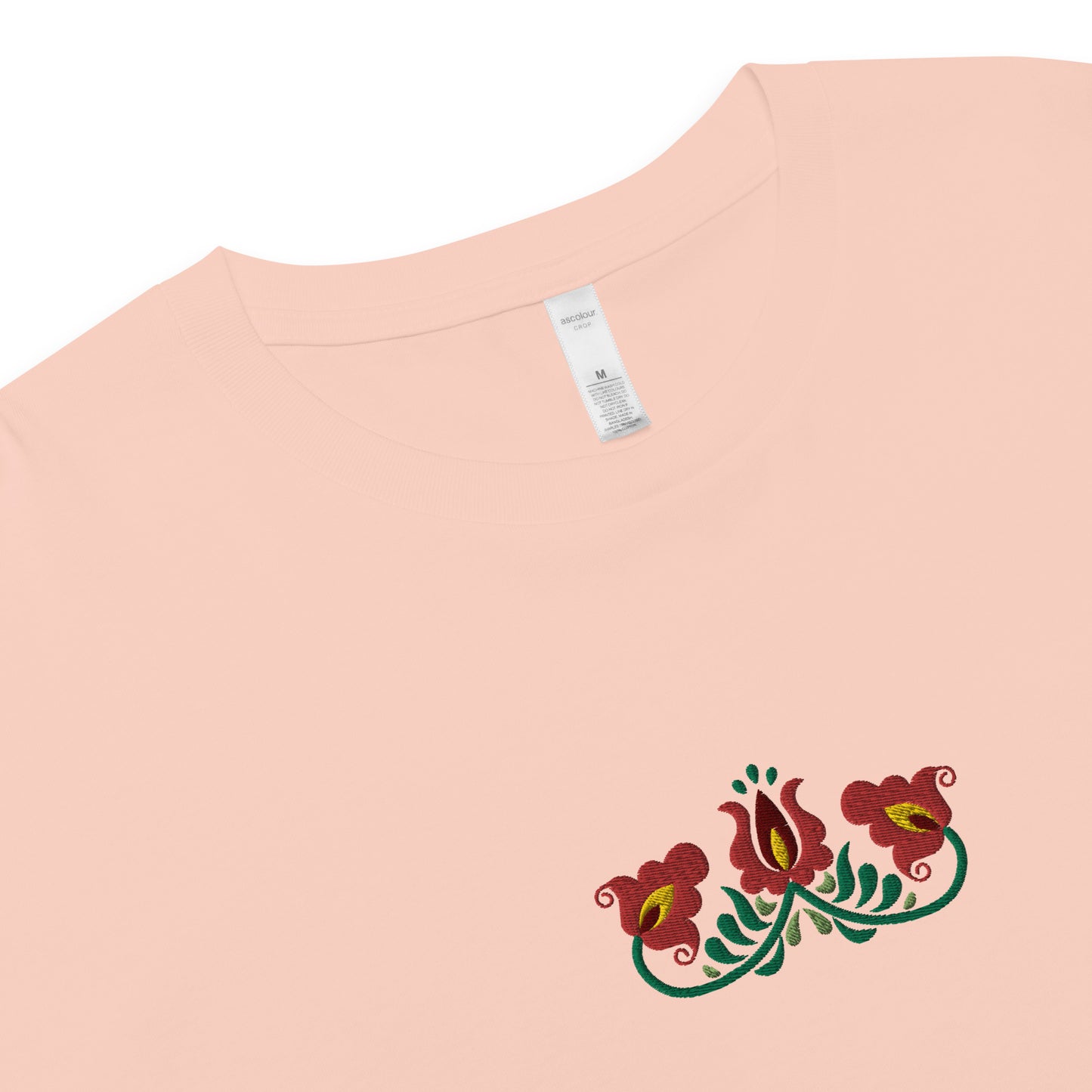 Hungarian Matyó Embroidered Cropped T-Shirt