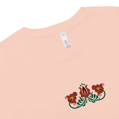 Hungarian Matyó Embroidered Cropped T-Shirt