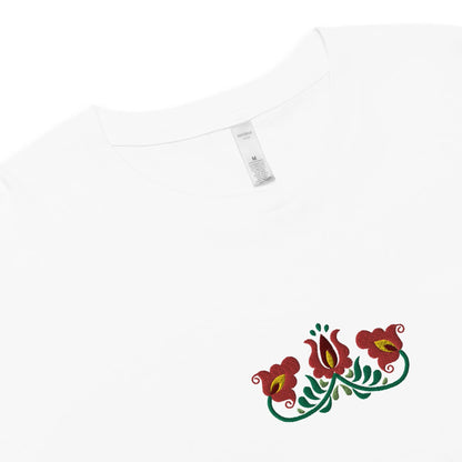 Hungarian Matyó Embroidered Cropped T-Shirt