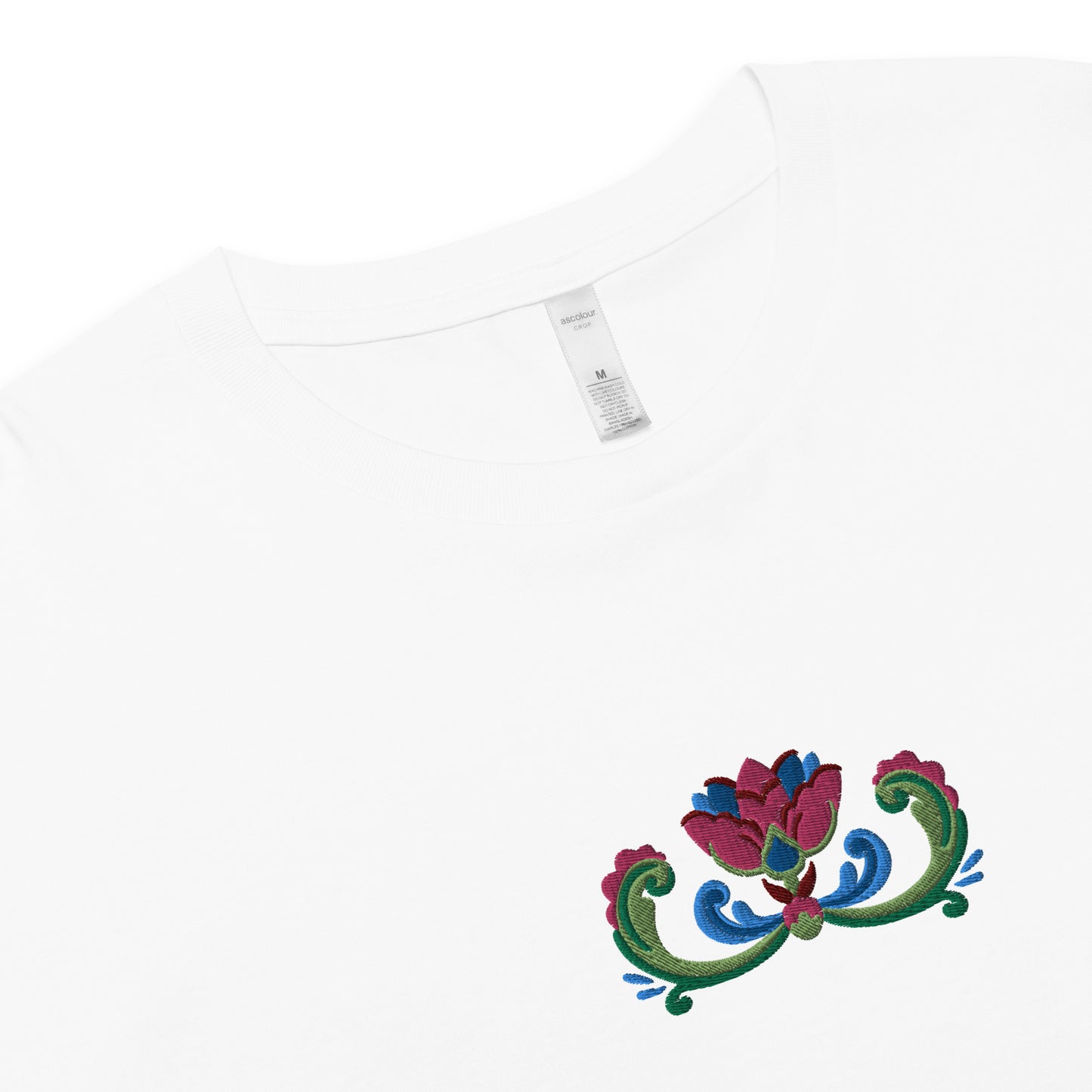 Norwegian Rosemaling Embroidered Cropped T-Shirt - The Global Wanderer