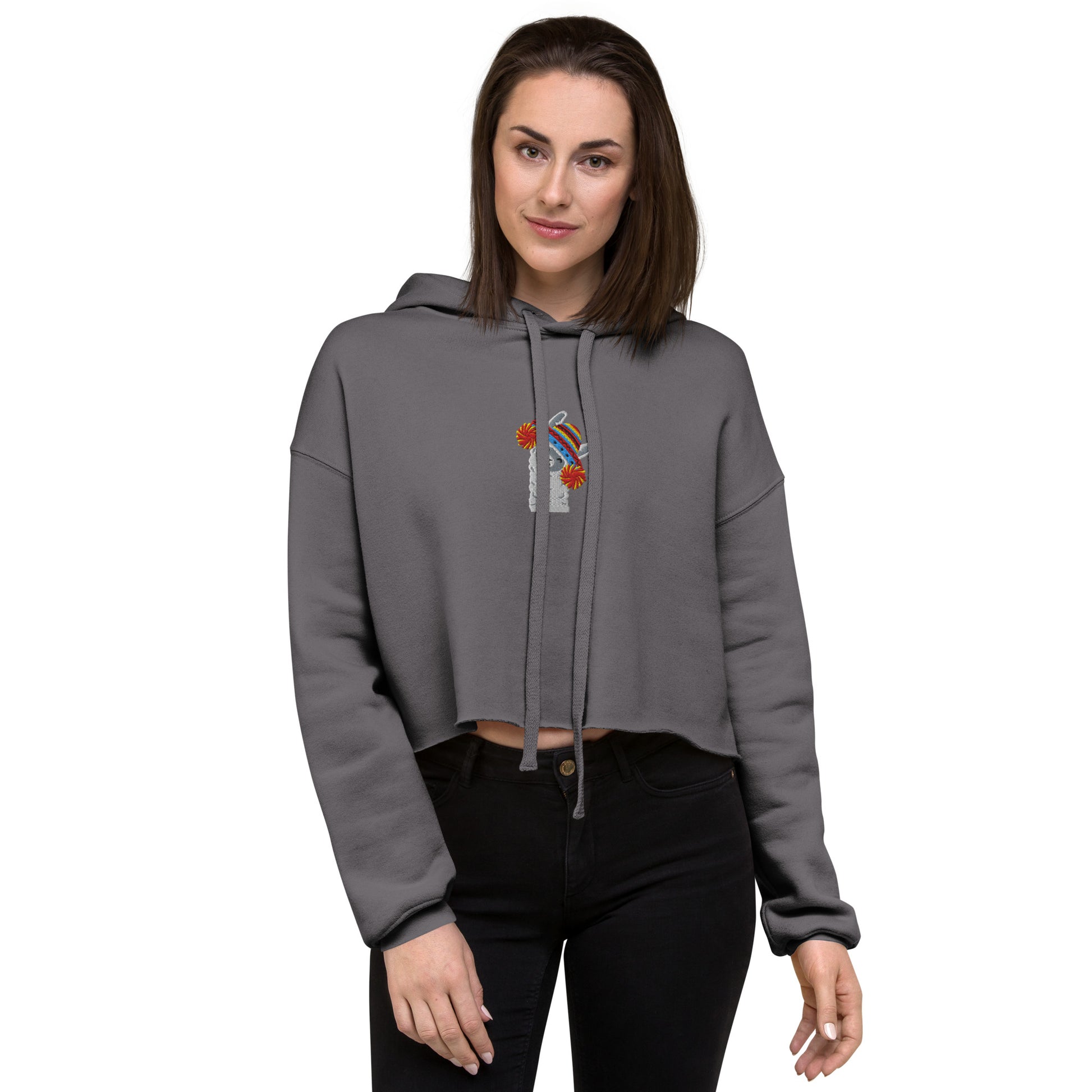 Peruvian Alpaca Embroidered Cropped Hoodie - The Global Wanderer