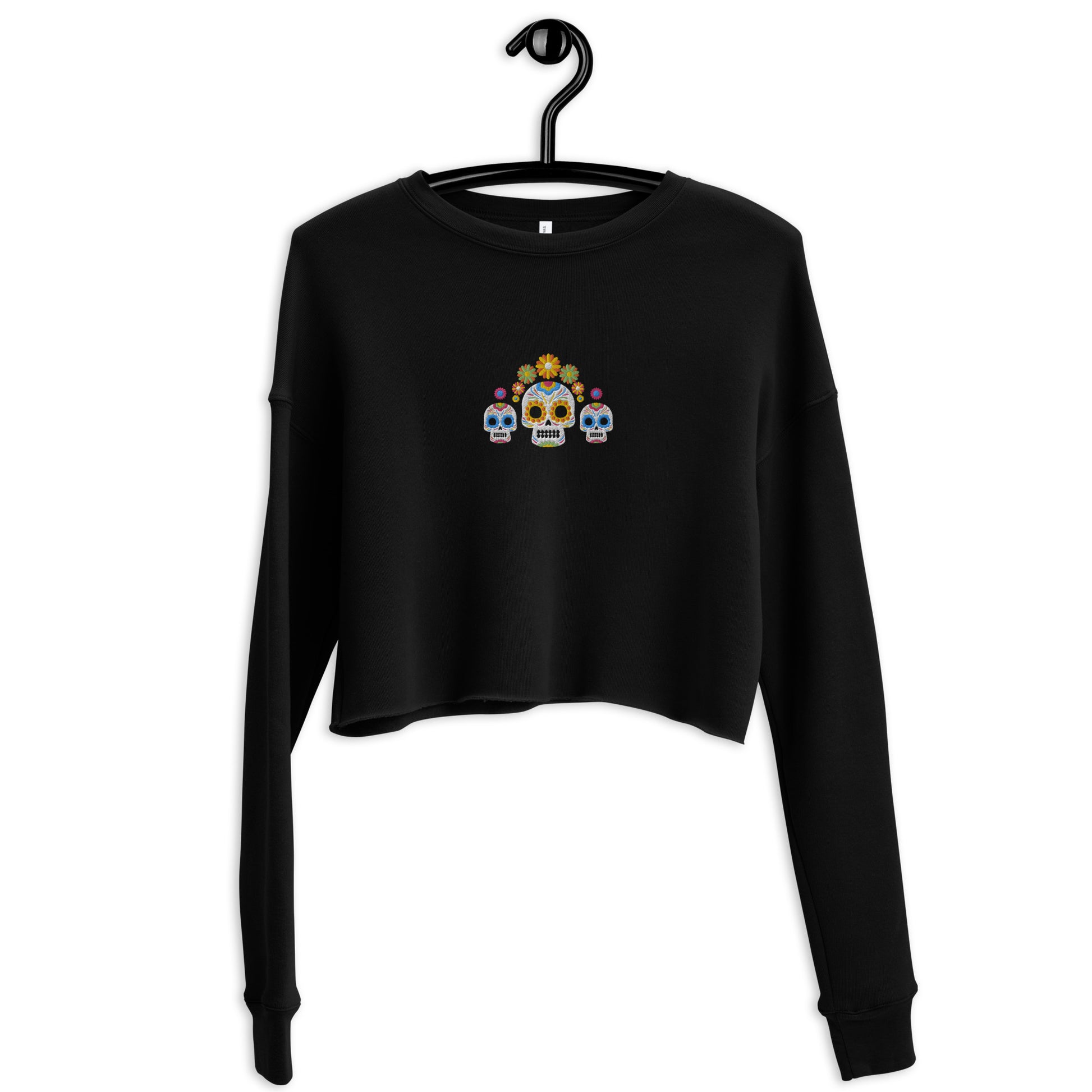 Mexican Day of the Dead Cropped Sweatshirt - Embroidered - The Global Wanderer