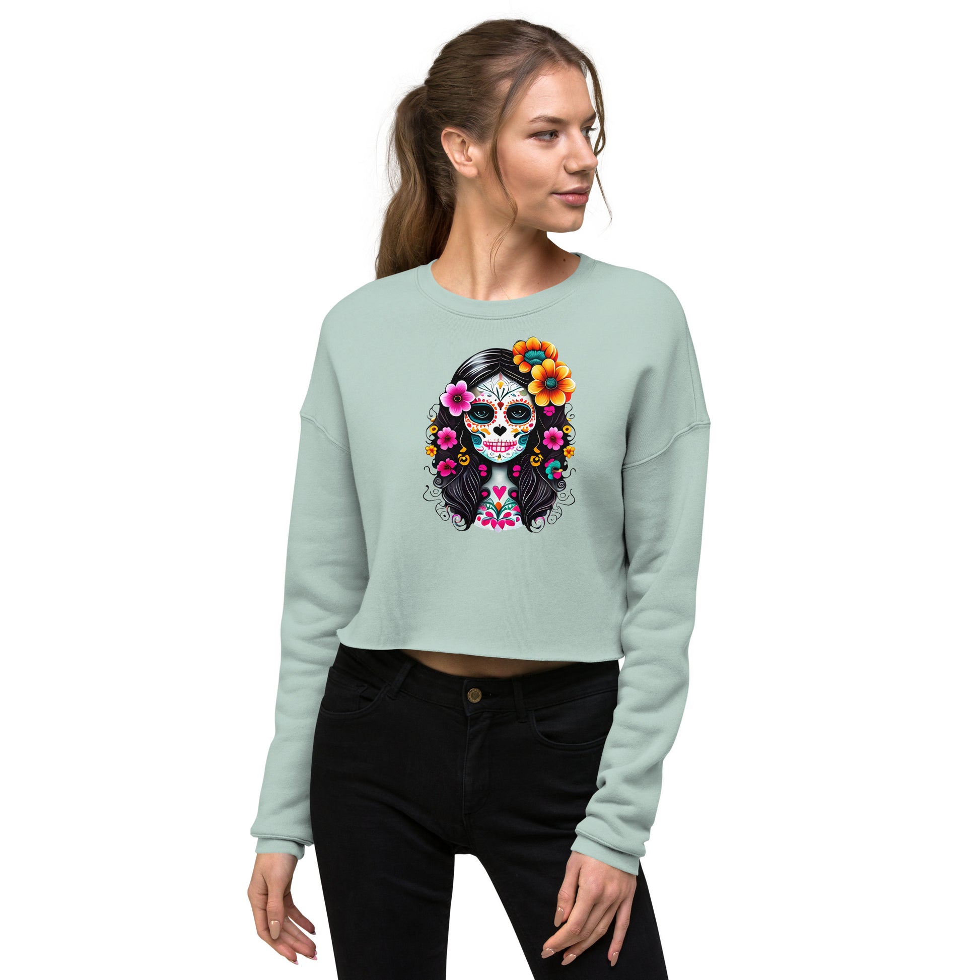 Mexican La Catrina Cropped Sweatshirt - The Global Wanderer