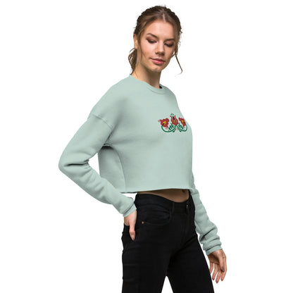 Hungarian Matyó Embroidered Cropped Sweatshirt