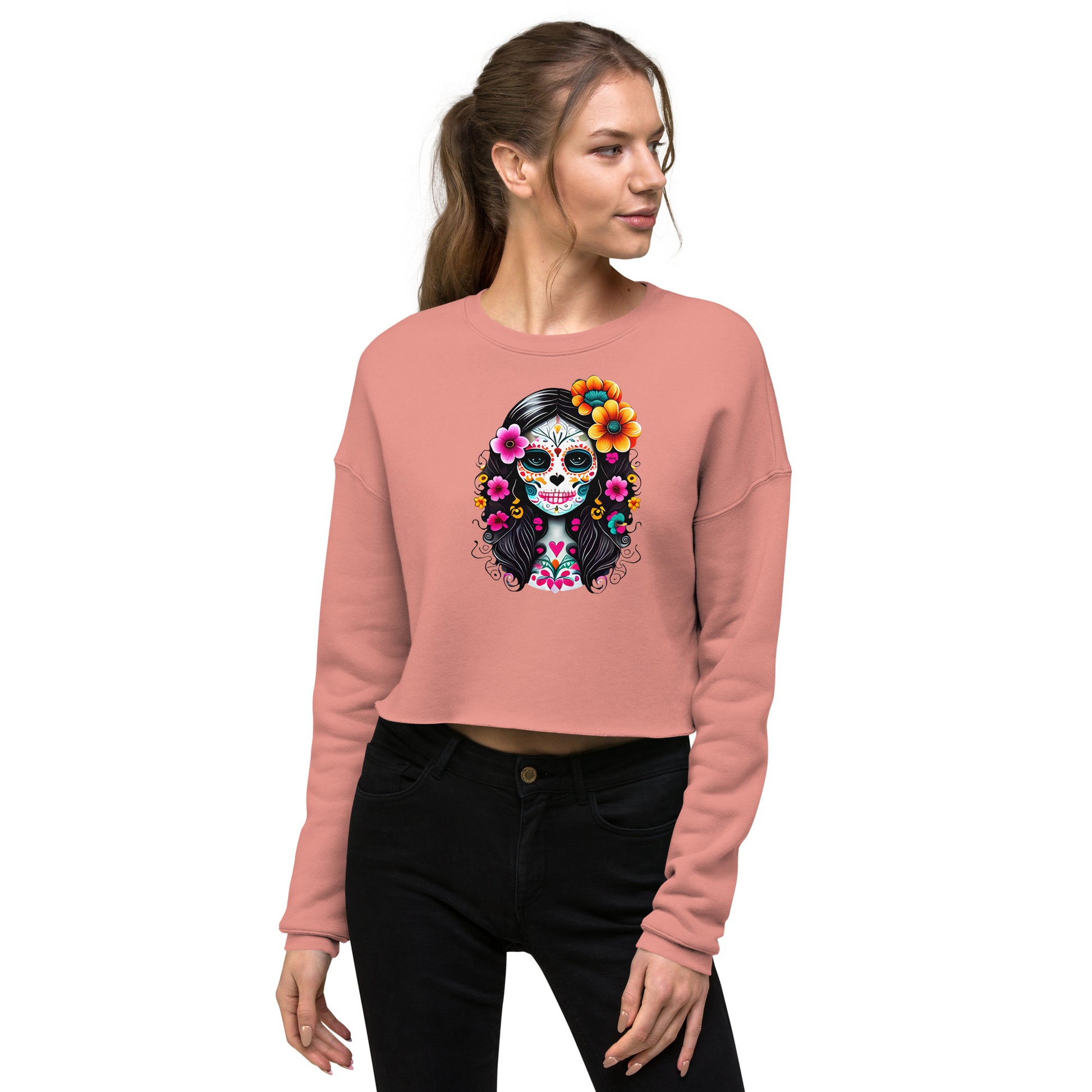 Mexican La Catrina Cropped Sweatshirt - The Global Wanderer