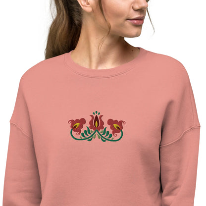 Hungarian Matyó Embroidered Cropped Sweatshirt