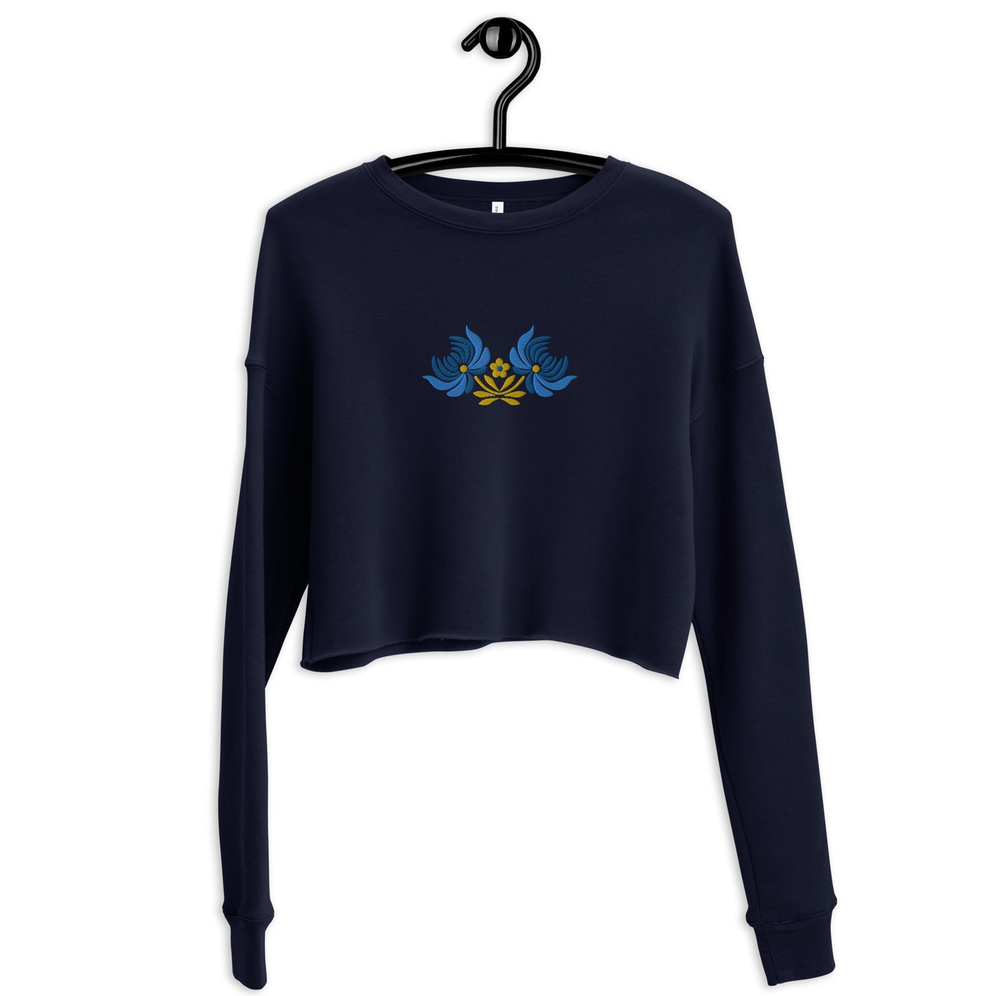 Ukrainian Folk Art Embroidered Cropped Sweatshirt