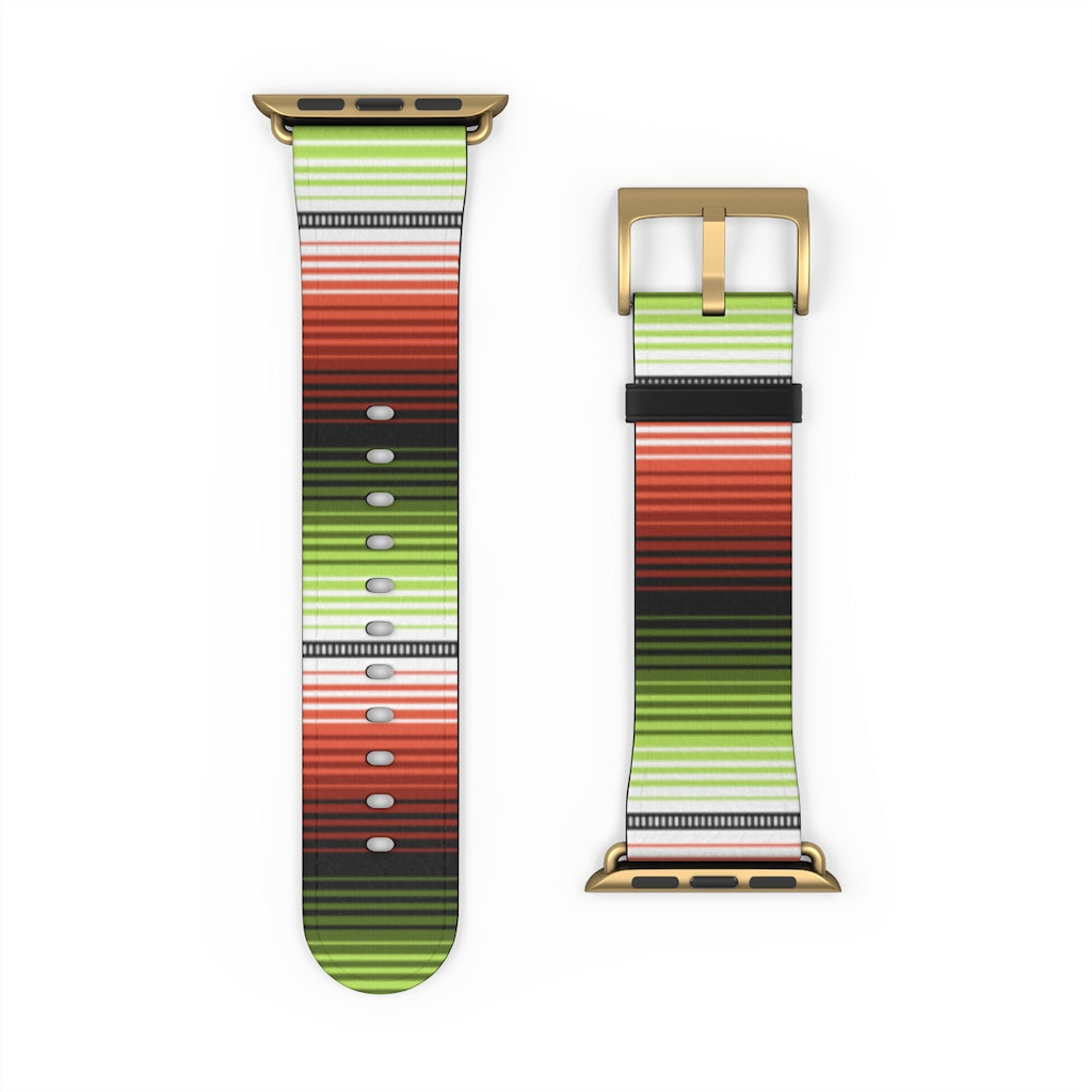 Red-Green Mexican  Serape Watch Band - The Global Wanderer
