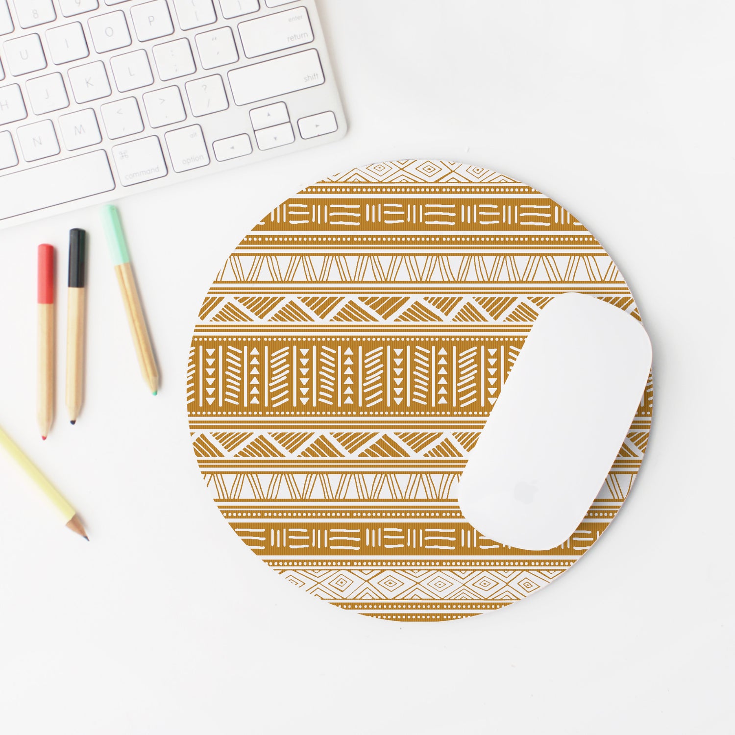 Round African Tribal Print Mouse Pad