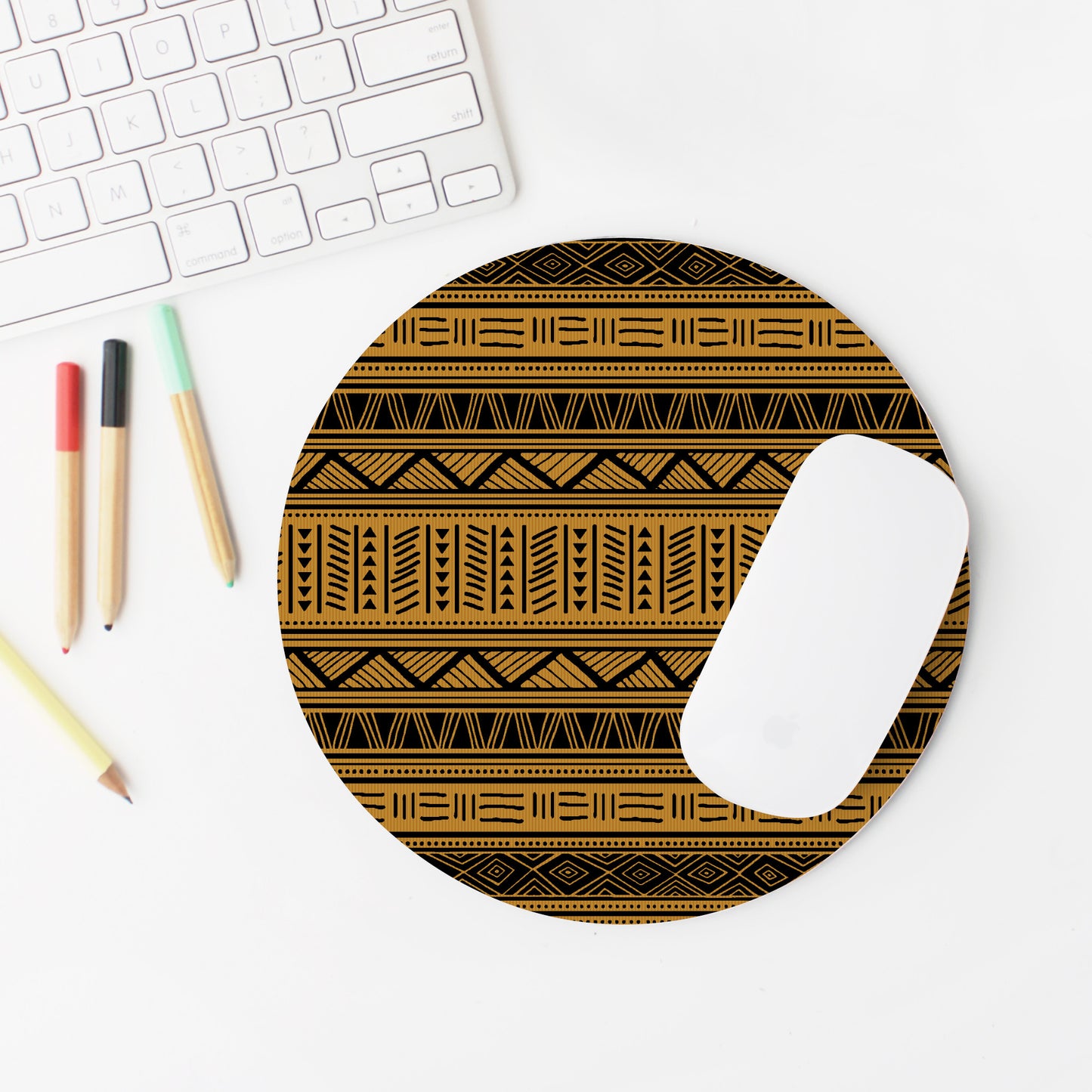 Round African Tribal Print Mouse Pad