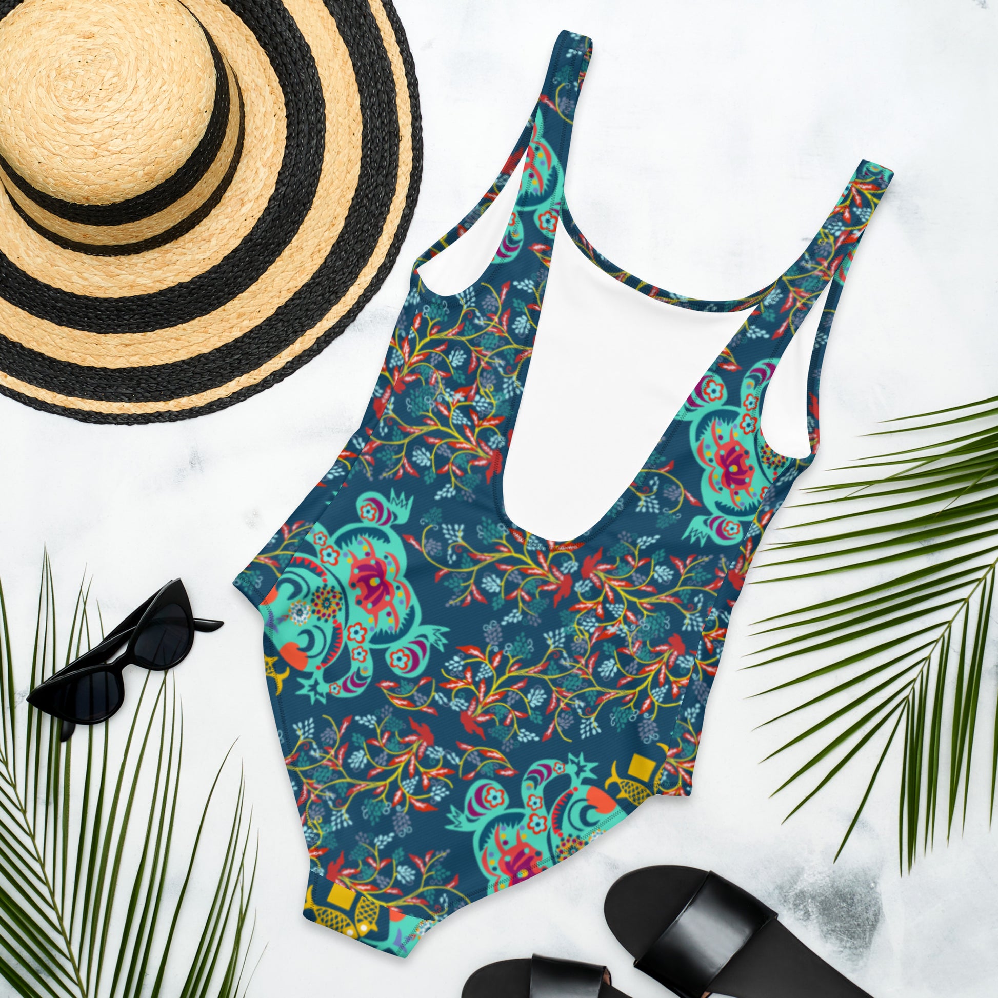 Chinese Folk Art One Piece Swimsuit - The Global Wanderer