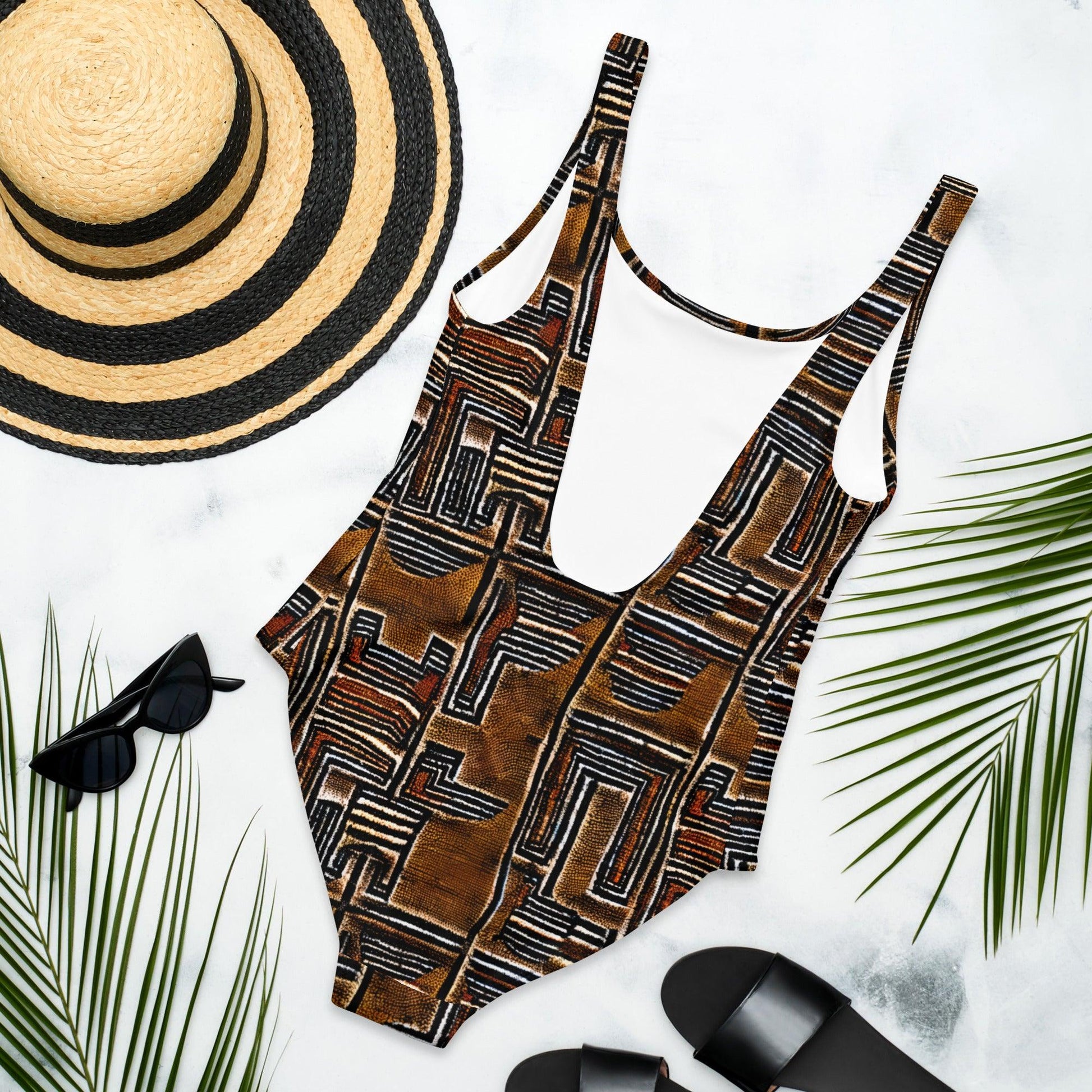 Malian Mud Cloth African One-Piece Swimsuit - The Global Wanderer