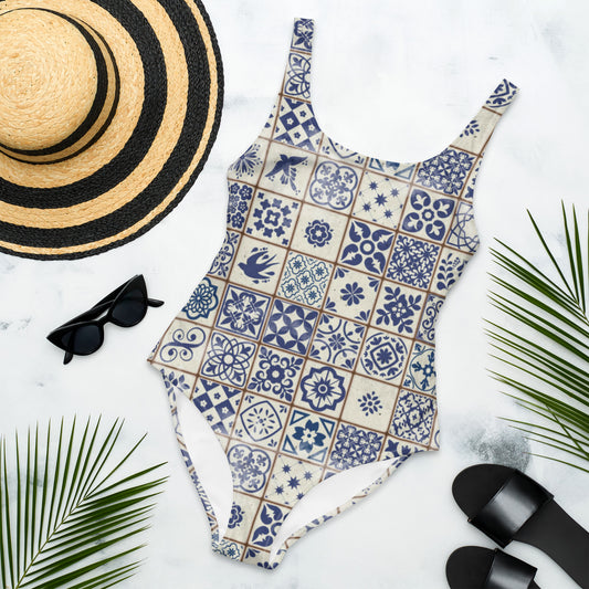 Portuguese Tile One-Piece Swimsuit - The Global Wanderer