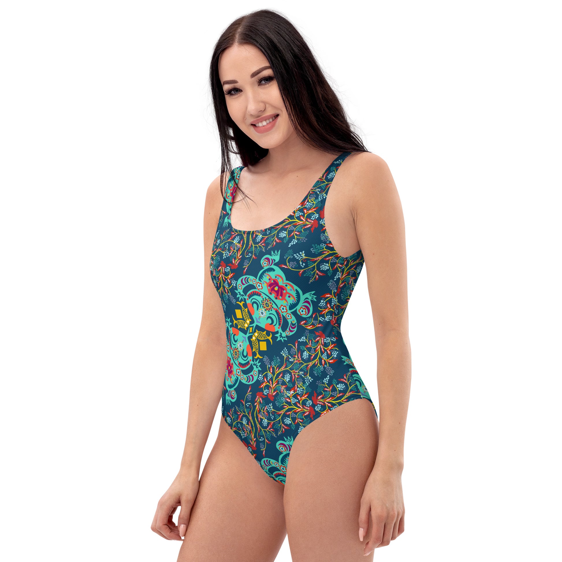 Chinese Folk Art One Piece Swimsuit - The Global Wanderer