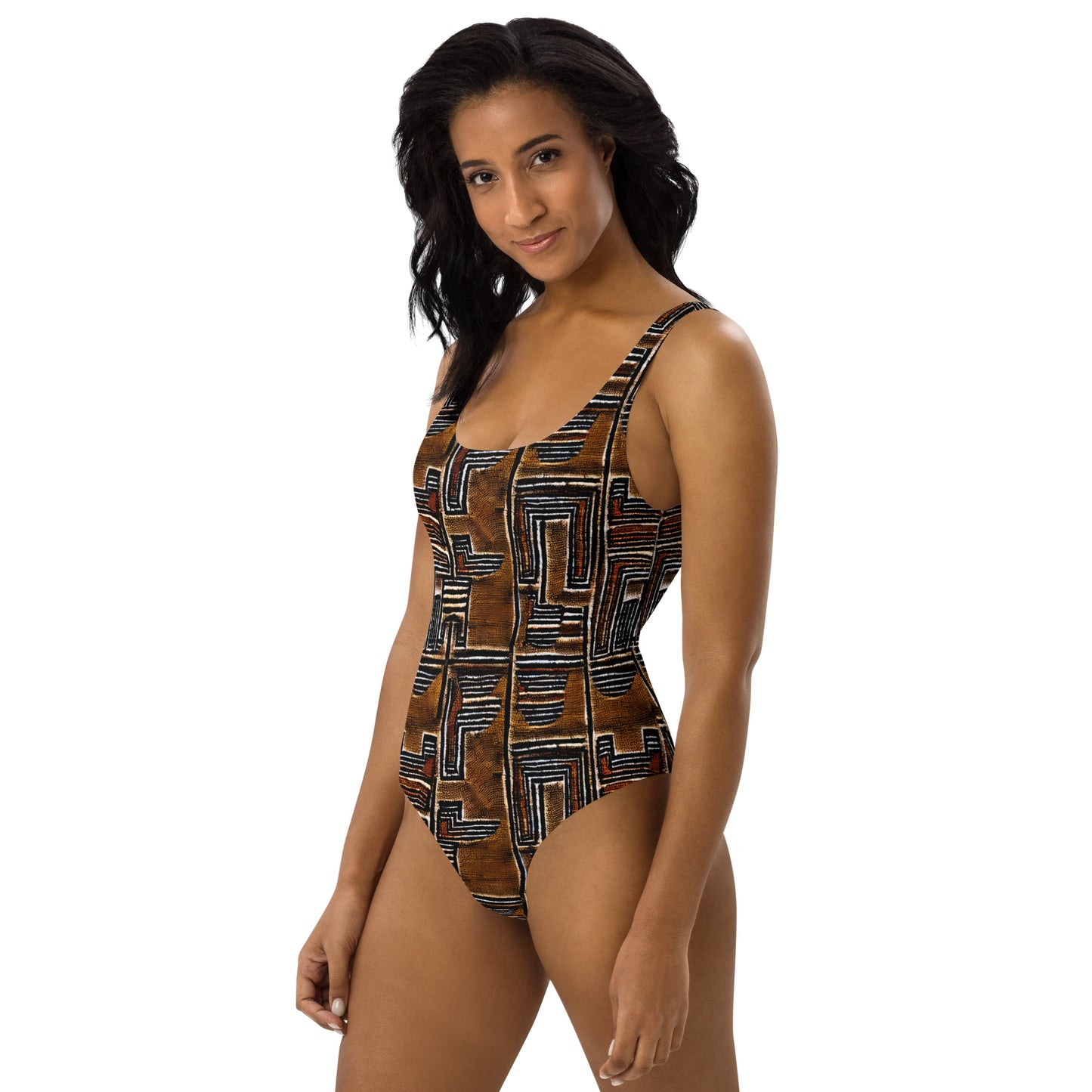 Malian Mud Cloth African One-Piece Swimsuit