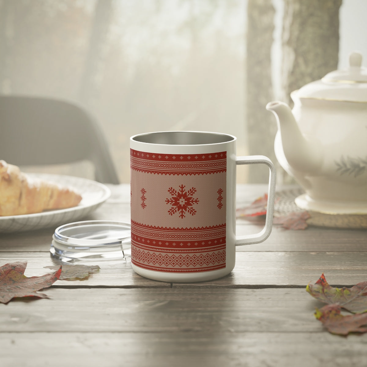 Scandinavian Christmas Light Red Insulated Coffee Mug