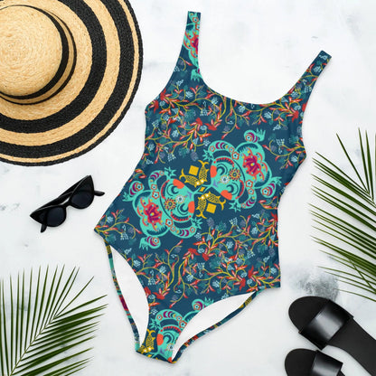 Chinese Folk Art One Piece Swimsuit - The Global Wanderer