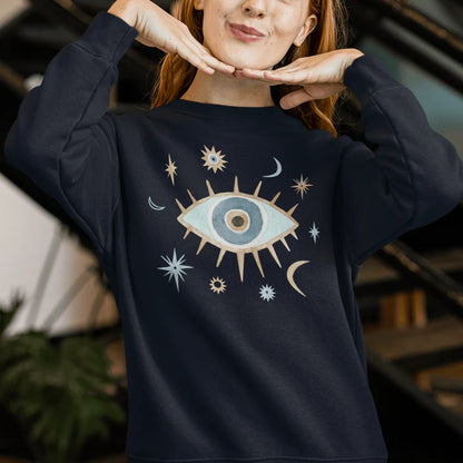 Greek Evil Eye Fleece Sweatshirt - The Global Wanderer