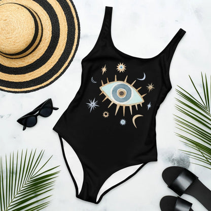 Greek Evil Eye One-Piece Swimsuit - The Global Wanderer