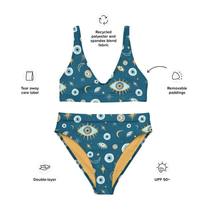 Greek Evil Eye Recycled high-waisted bikini - The Global Wanderer