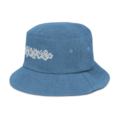 Hawaiian Hibiscus Denim Bucket Hat - The Global Wanderer