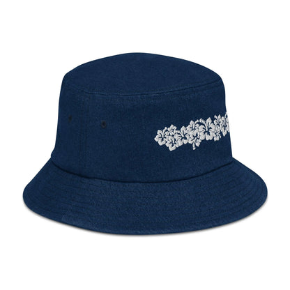 Hawaiian Hibiscus Denim Bucket Hat - The Global Wanderer