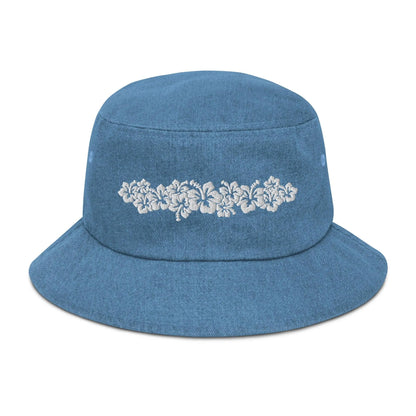 Hawaiian Hibiscus Denim Bucket Hat - The Global Wanderer