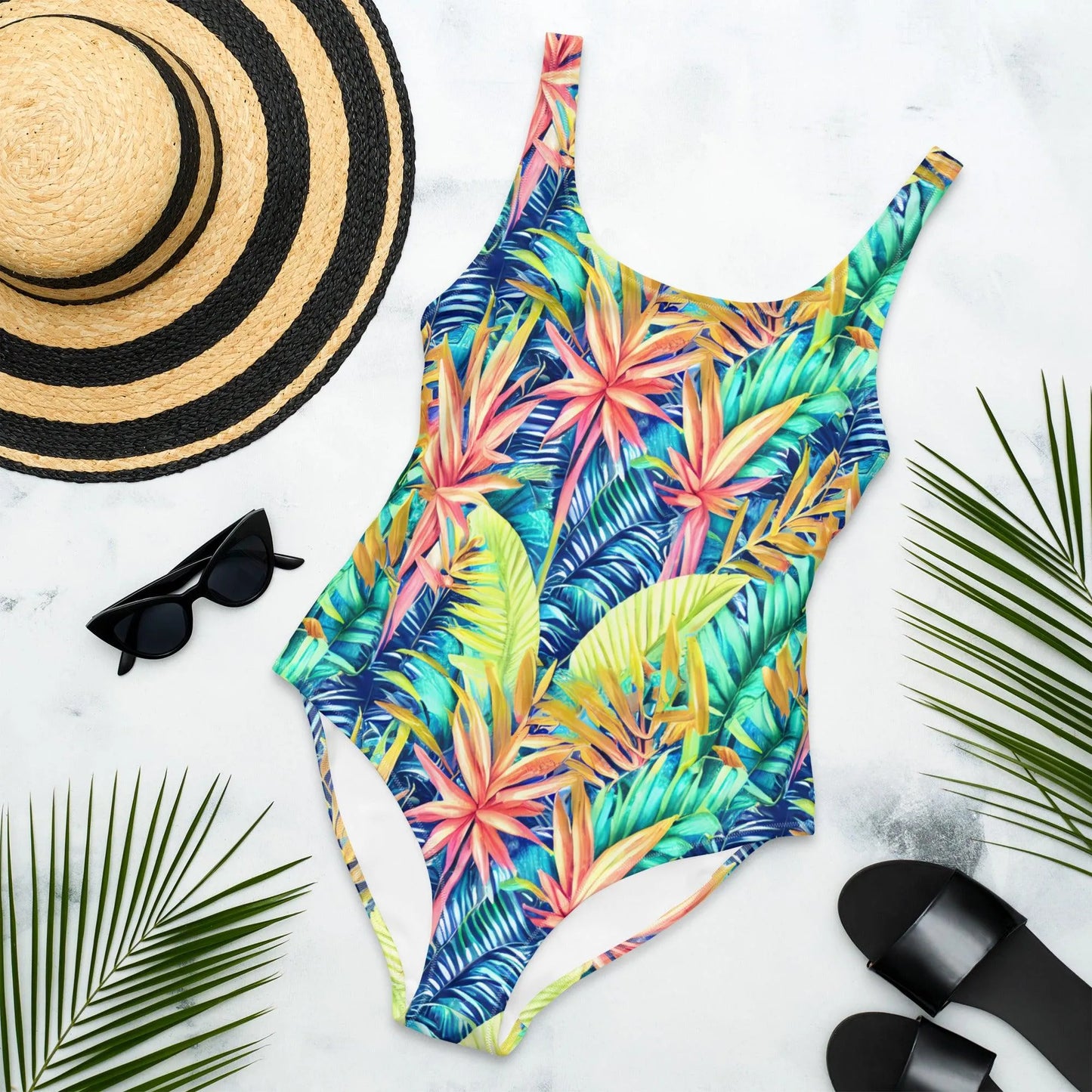 Hawaiian Tropical Leaves One-Piece Swimsuit - The Global Wanderer