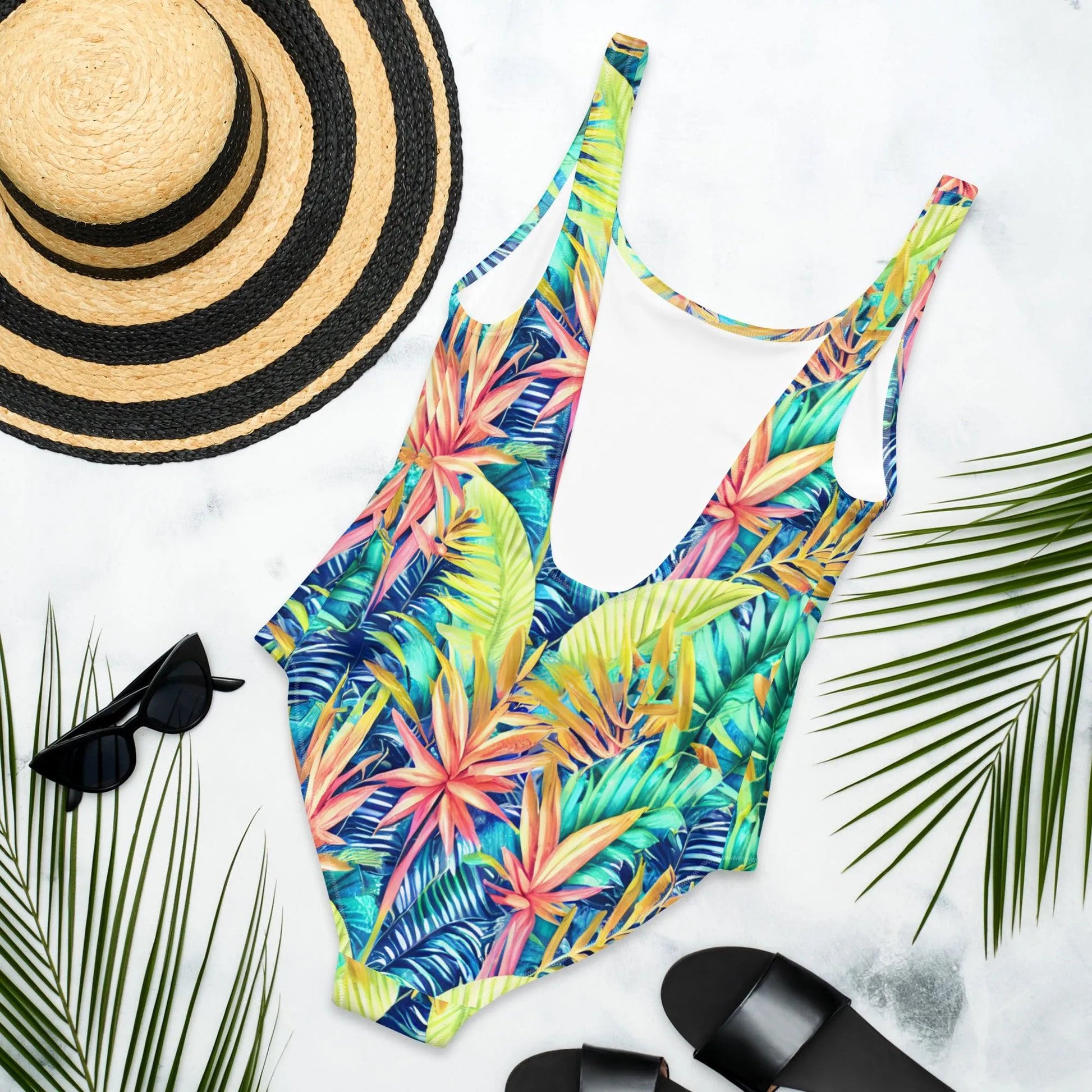 Hawaiian Tropical Leaves One-Piece Swimsuit - The Global Wanderer