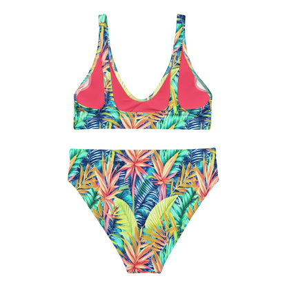 Hawaiian Tropical Leaves Recycled High-Waisted Bikini - The Global Wanderer