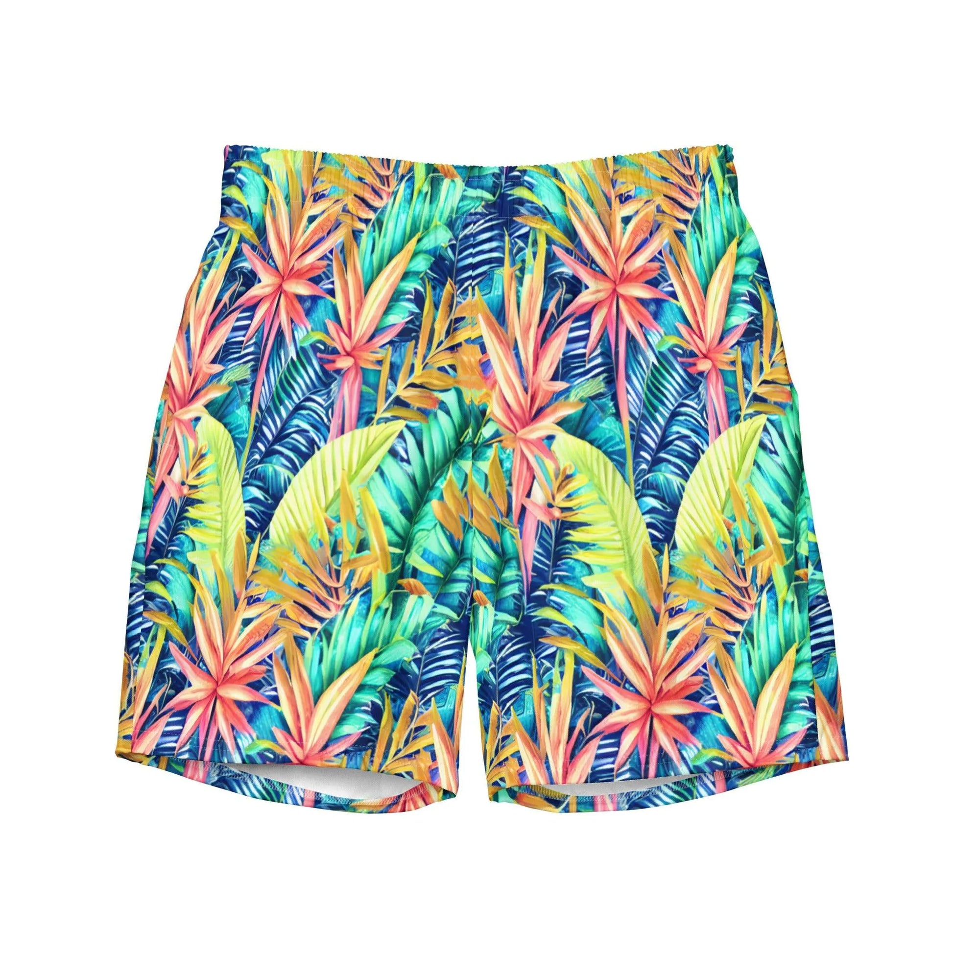 Hawaiian Tropical Leaves Recycled Men's Swim Trunks - The Global Wanderer