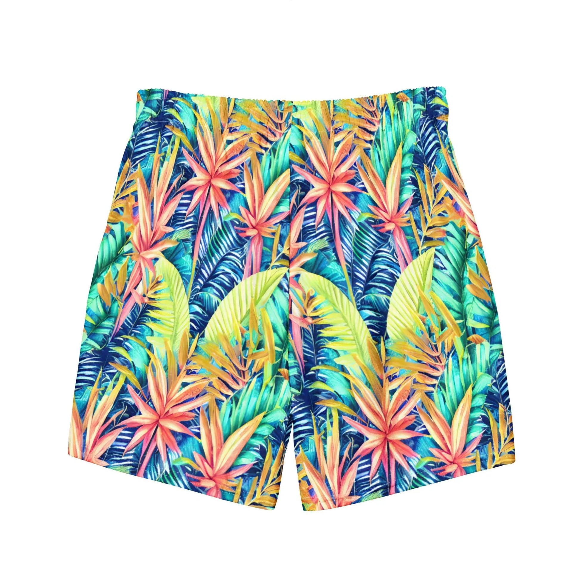 Hawaiian Tropical Leaves Recycled Men's Swim Trunks - The Global Wanderer