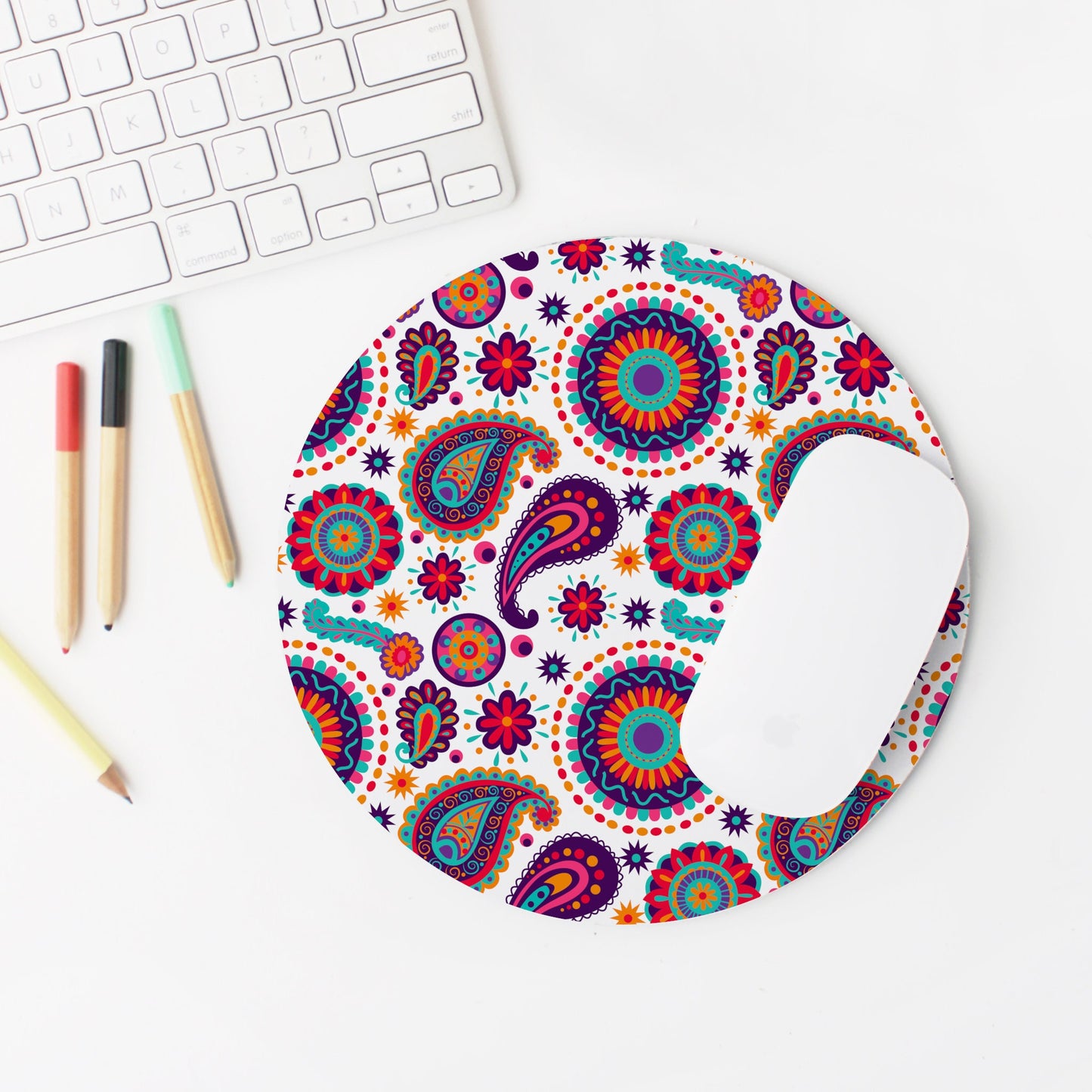 Round Indian Paisley Mouse Pad