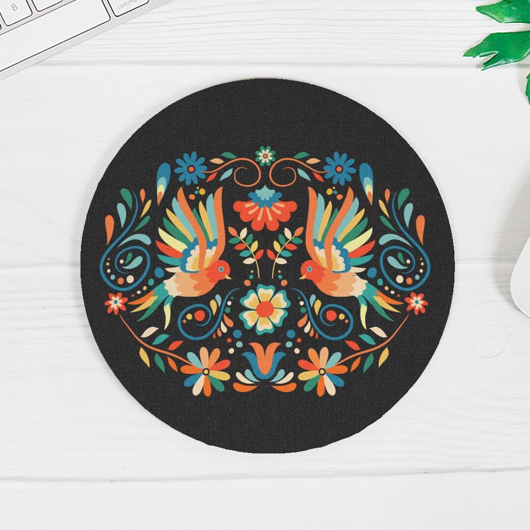 Mexican Otomi Print Mouse Pad, Boho Mouse Pad, Mexican Non Slip Mat, Ethnic Pattern, Home Office Laptop Mouse Pad, Computer Desk Mat