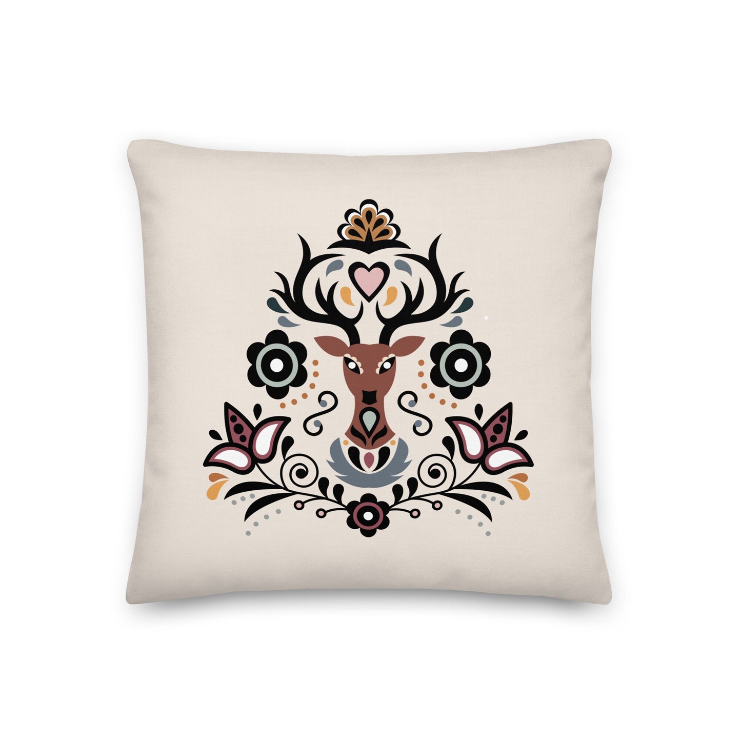 Swedish Deer Throw Pillow, Scandinavian Hygge Pillow, Nordic Decor, Decorative Pillow, Housewarming Gift- Christmas Decor, Indoor, Outdoor