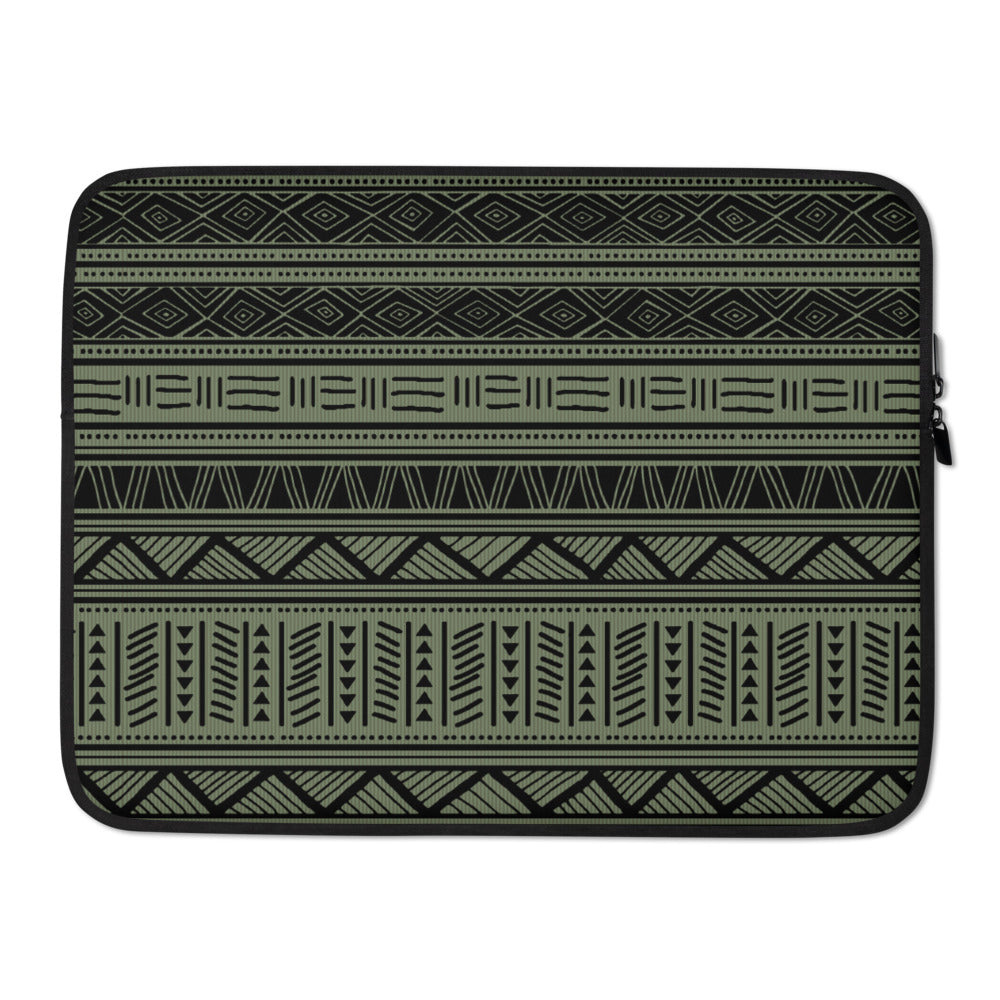 Green African Print Laptop Case