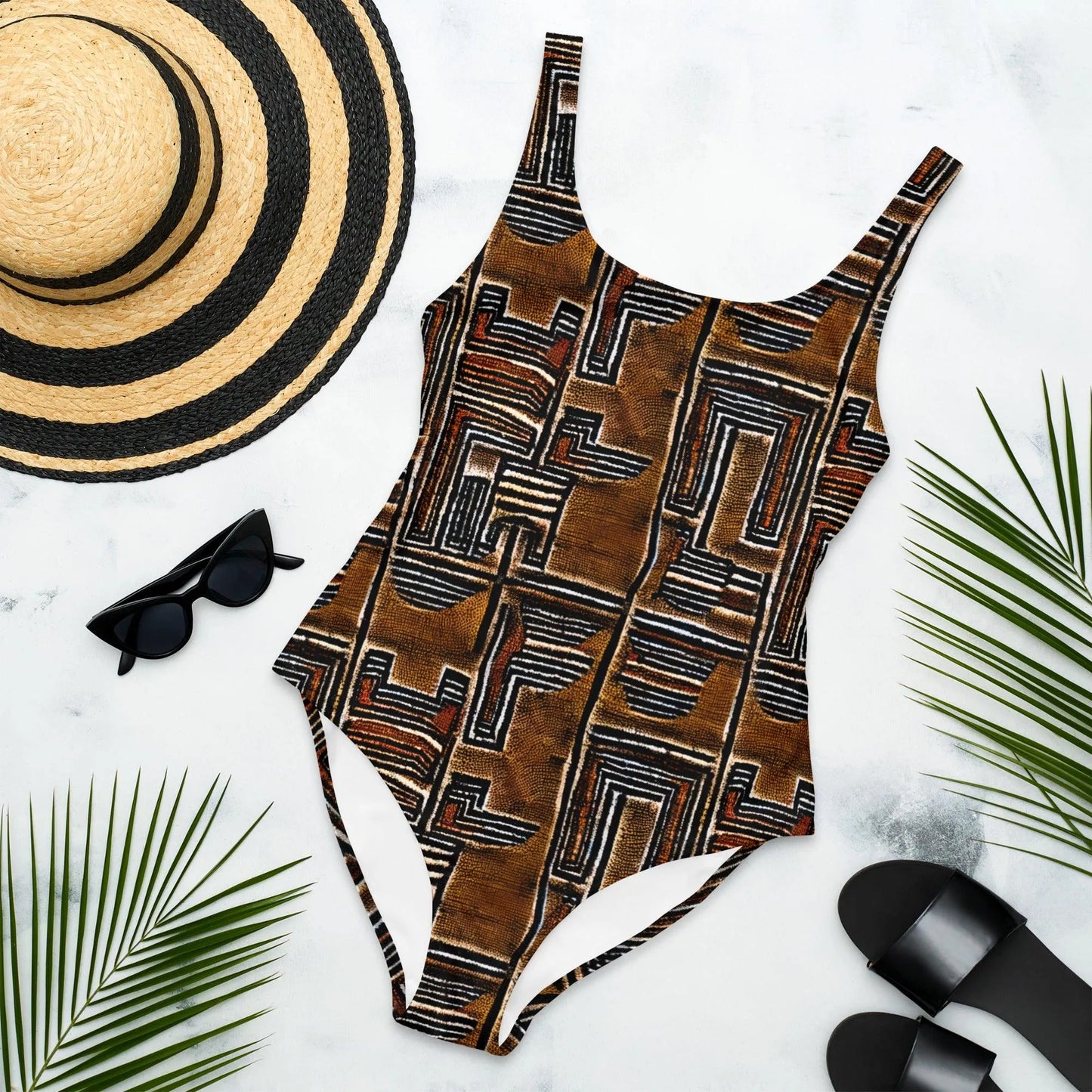 Malian Mud Cloth One-Piece Swimsuit - The Global Wanderer