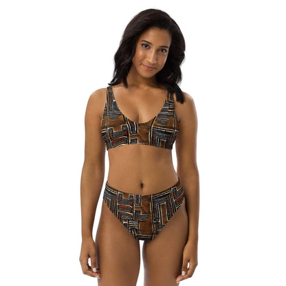 Malian Mud Cloth Recycled High-Waisted Bikini - The Global Wanderer