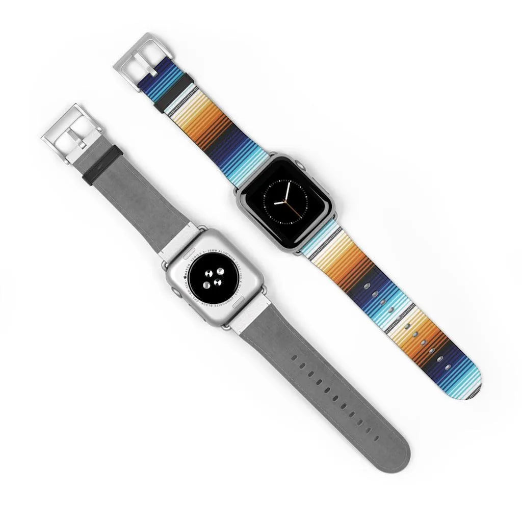 Mexican Blue-Orange Serape Watch Band - The Global Wanderer