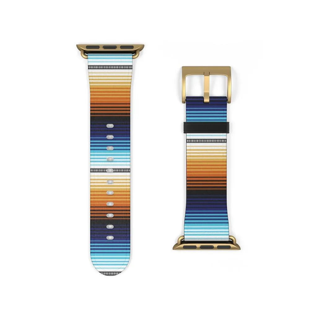 Mexican Blue-Orange Serape Watch Band - The Global Wanderer