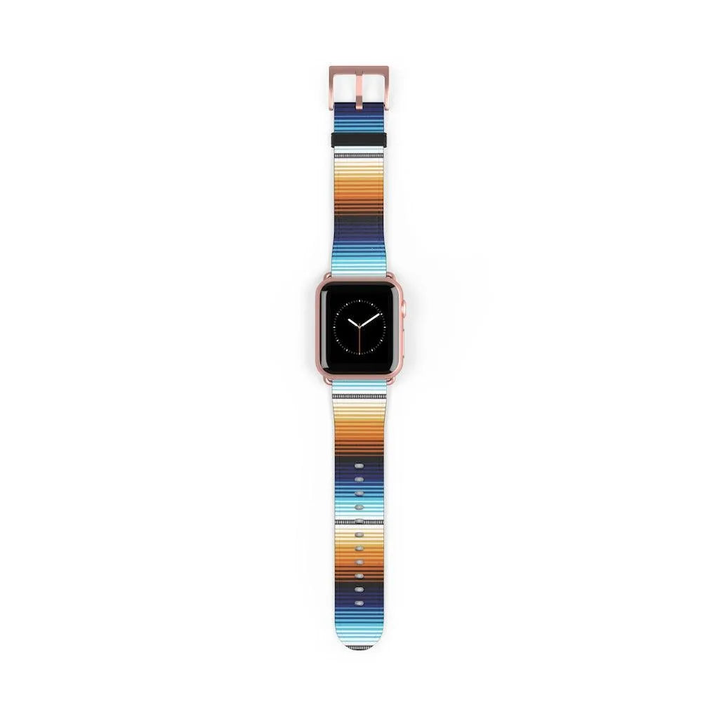 Mexican Blue-Orange Serape Watch Band - The Global Wanderer