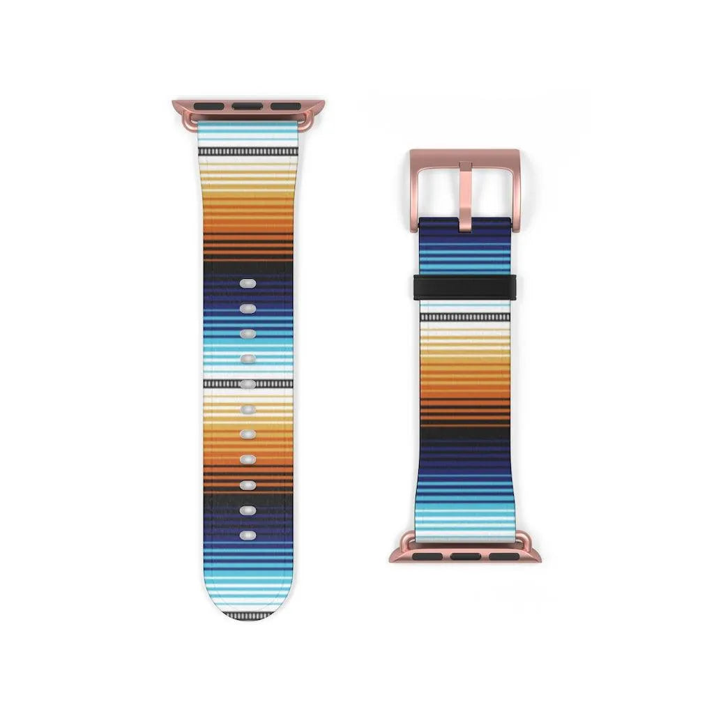 Mexican Blue-Orange Serape Watch Band - The Global Wanderer